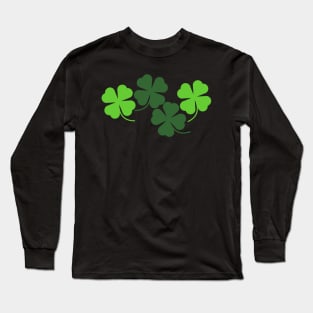 Four Leaf Clover Lucky Shamrocks in Black Long Sleeve T-Shirt